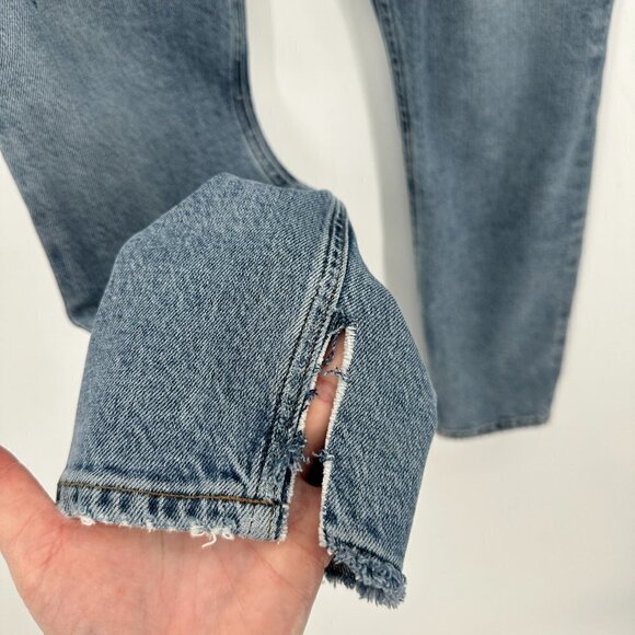 Agolde Blue Nico Distressed Split Hem Button Fly High Rise 26 Denim Jeans - Picture 2 of 8